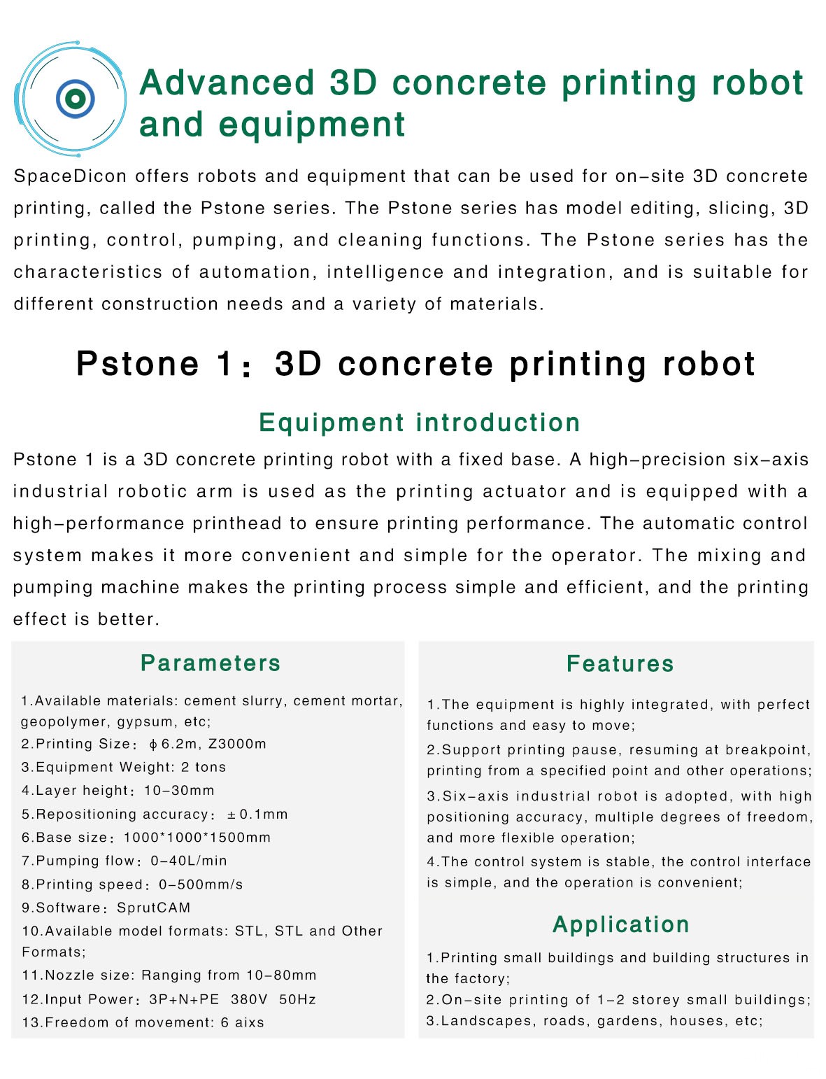 3D concrete printing robots, equipment and low-carbon materials