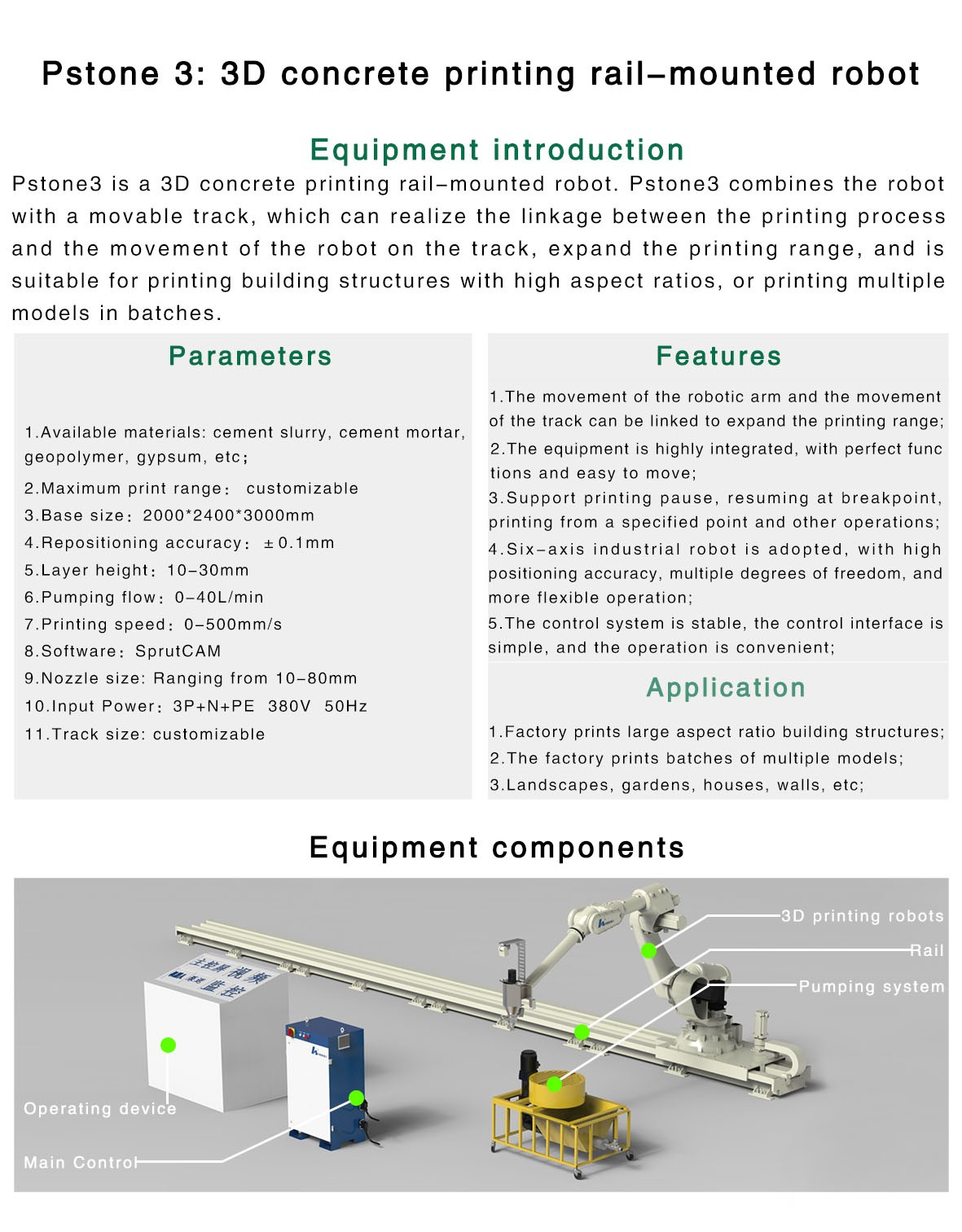 3D concrete printing robots, equipment and low-carbon materials